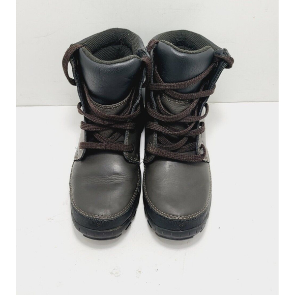 Timberland Boys Premium Leather Boots Mid Waterproof-Color Brown On Black-Size 1 - Picture 4 of 8